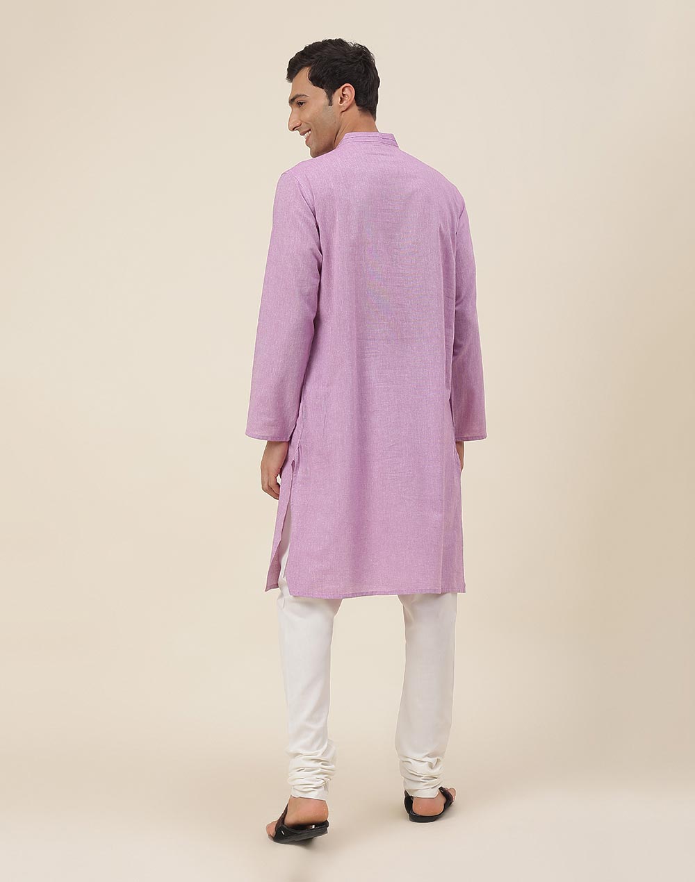 Purple Cotton Woven Long Kurta