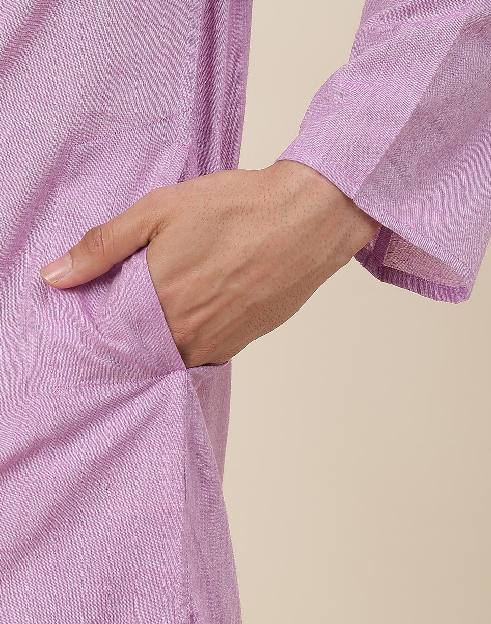 Purple Cotton Woven Long Kurta