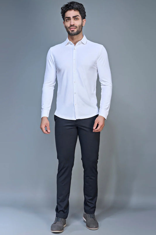 WHITE SMART TECH FULL SLEEVE SHIRT