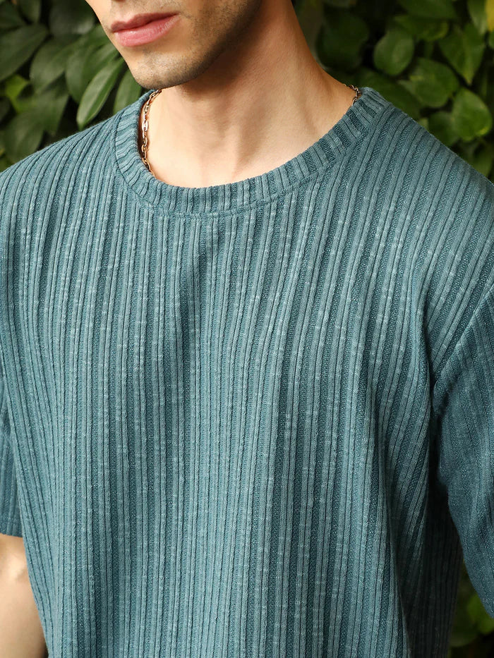 SUGARCANE-RIBBED OVERSIZED T-SHIRT