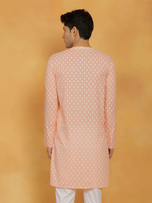 ELEGANT PEACH PRINTED COTTON KURTA